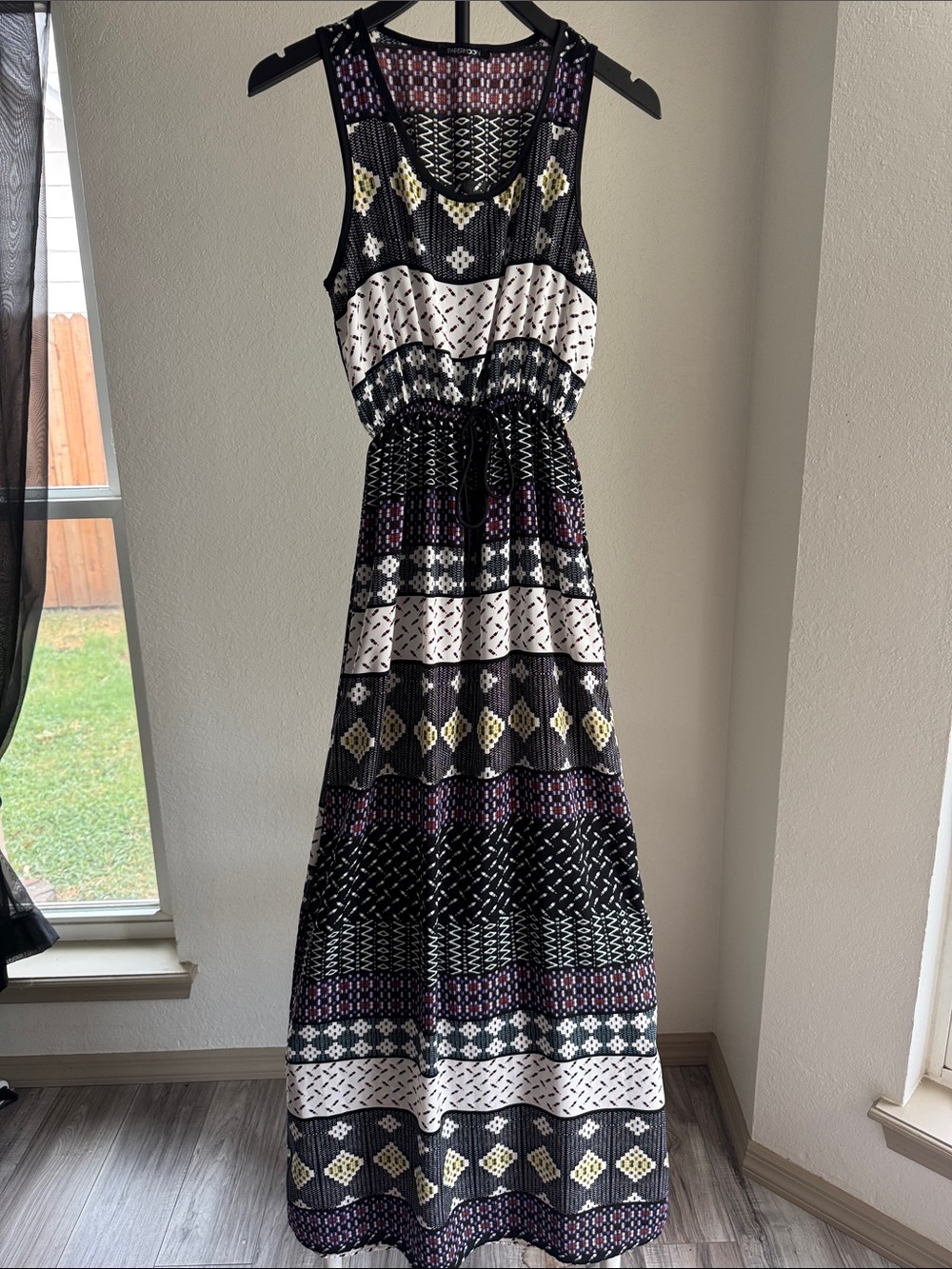 Papermoon Black, White, Purple and Gold Sleeveless Maxi Dress